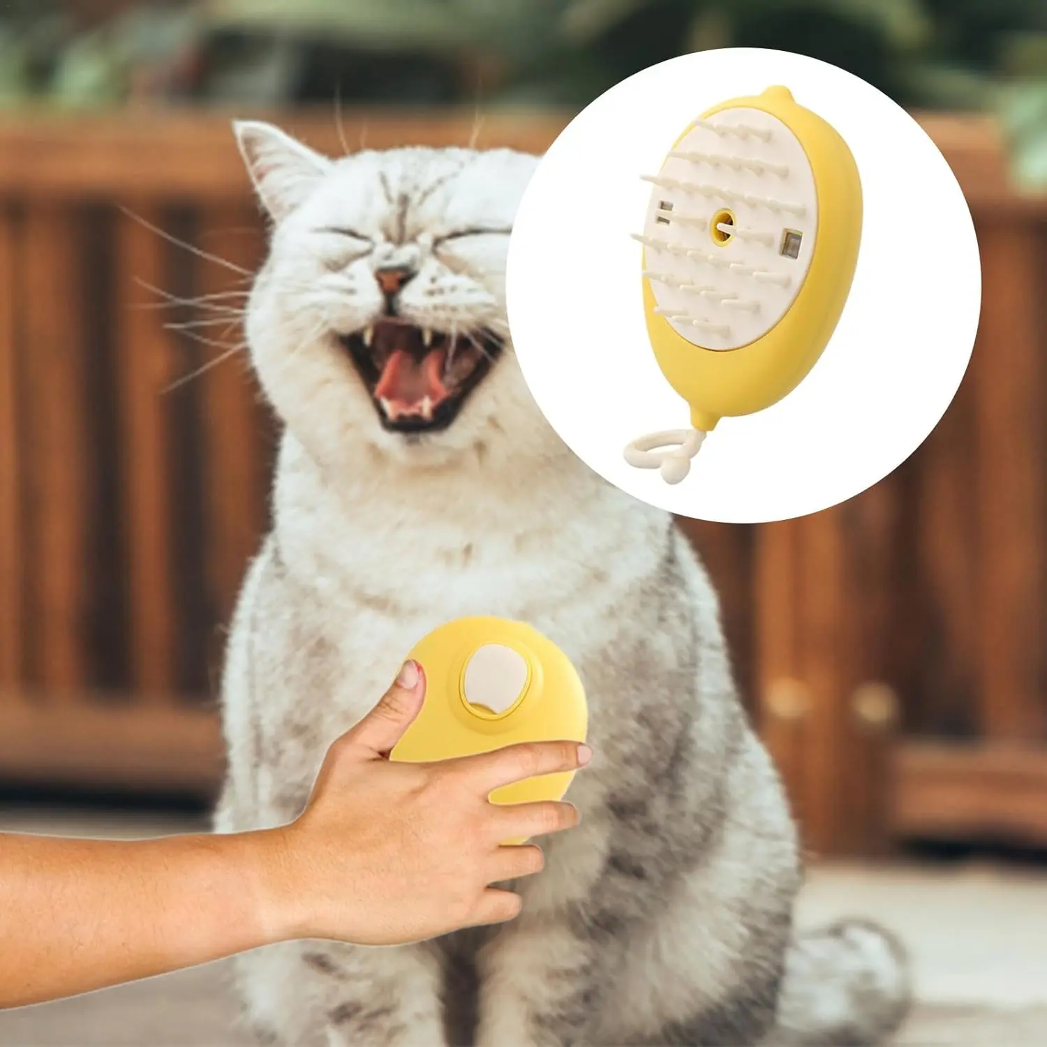 Pet Grooming Spray Brush with Blue Light Cleaning Function, Portable Misting Cat Brush, Steamy Hair Removal Comb for Cat & Small Dog