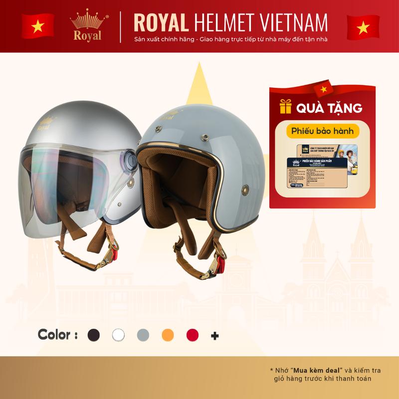 Nón Bảo Hiểm 3/4 Royal Helmet OL20 Không Kính - OL20K Có Kính - Size L, XL, XXL - Bảo Hành 12 Tháng mũ Royal Helmet Hàng Chính Hãng Từ Nhà Sản Xuất