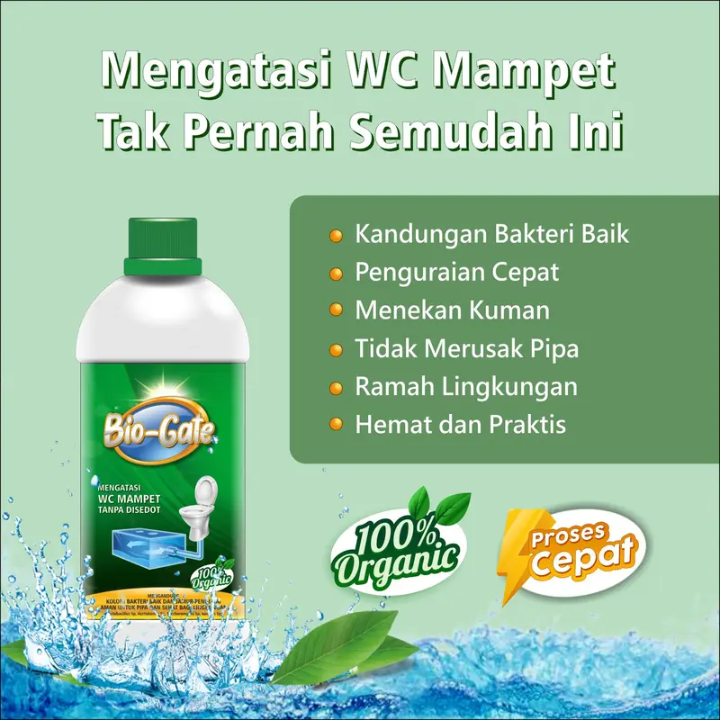 (500ml) BIOGATE - Obat Penguras WC Mampet Penuh Aman & Proses Cepat 4