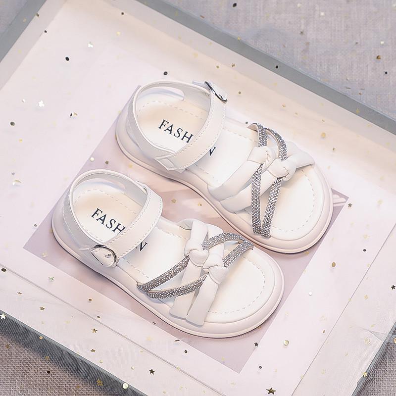 Girls' Minimalist Sandals Chic 2024 New Kids Versatile Princess Sandals for Vacation Girls Rhinestone Fairy Style Beach Shoes 3