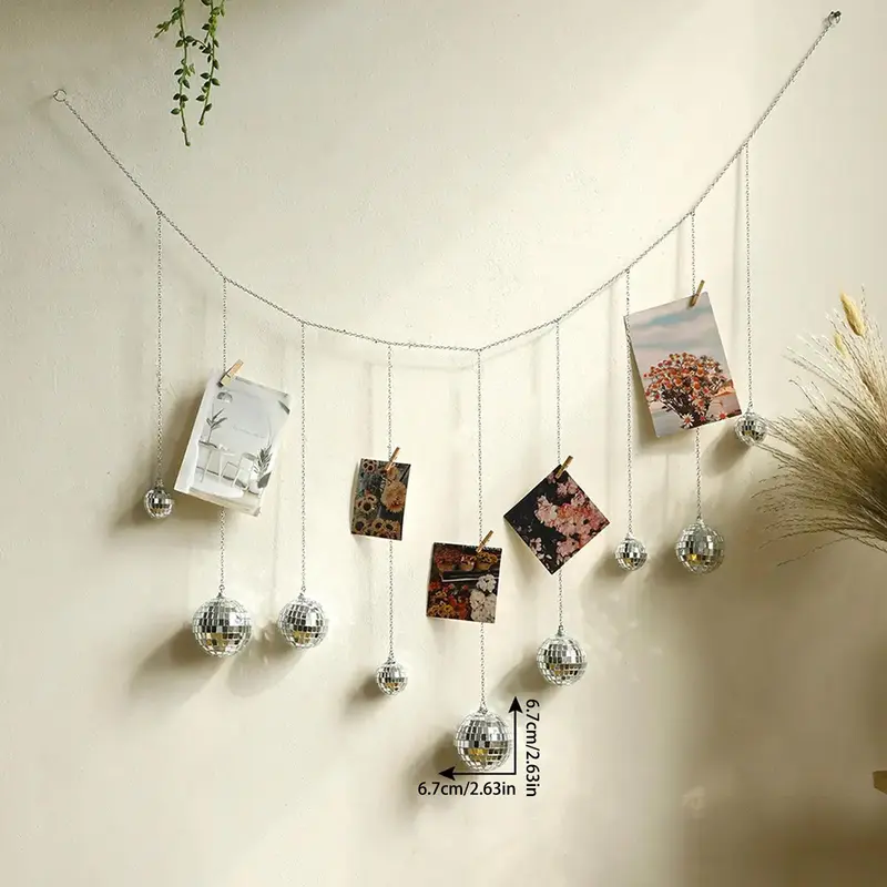 Disco Ball Wall Hanging Decor, 1 Count Wall Hanging Photo Display without Clips, Creative Wall Decor for Home Living Room Bedroom 1