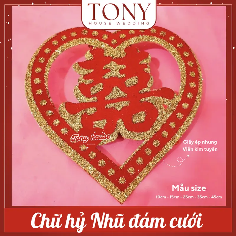 [Kho sỉ] Chữ hỷ nhũ trang trí tiệc cưới - mâm quả cưới 5