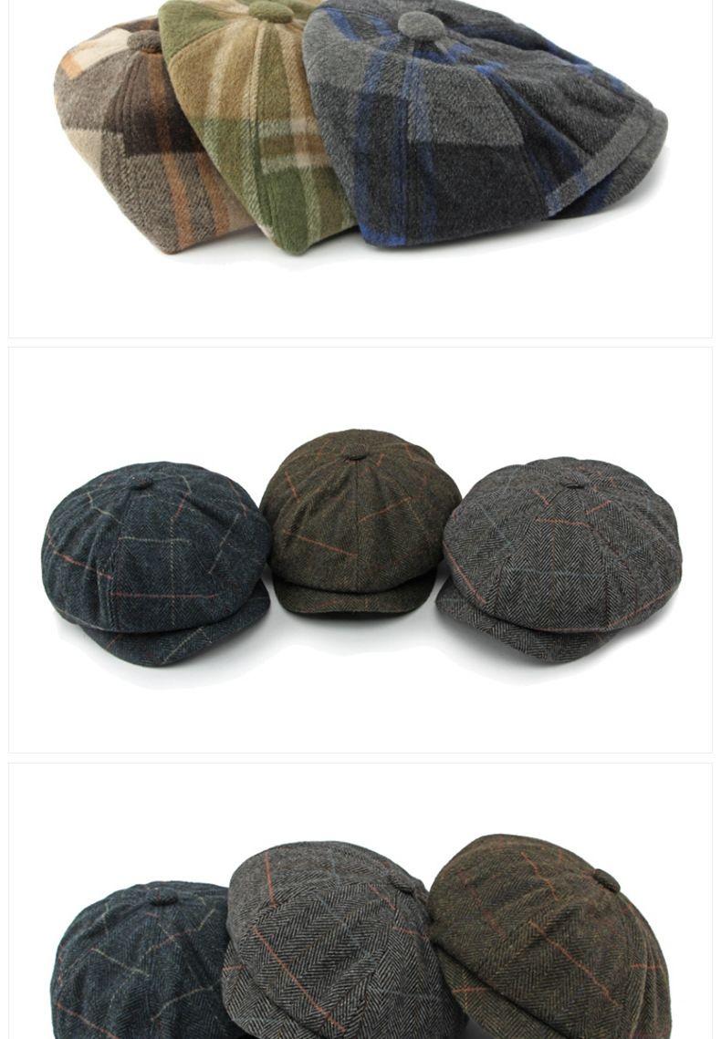 Product Introduction of [red fedora]Autumn and Winter Warm Woolen Octagonal Hat Newsboy Cap Beret Big Head Circumference Peaked Cap Outdoor Men and Women Painter Cap 15