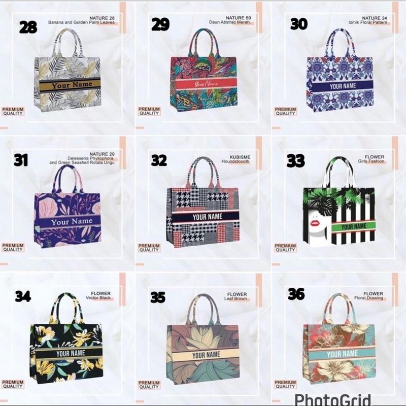 Totebag Kanvas MNK BAG PO Printing dengan Penutup Resleting dan Kancing Magnet Wanita - Ukuran Kecil, Medium, dan Besar - Kpop tote  bags 2