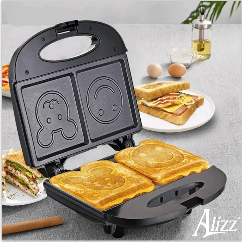 Máy Nướng Bánh Mì Sandwich Hình Gấu Mặt Cười ALIZZ 750W 0