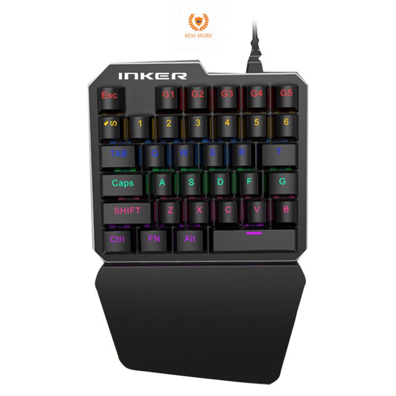 Bàn Phím Cơ Một Tay Inker K9 - Keyboard hệ thống đèn LED 6 chế độ, Kết nối dây USB ban  phim