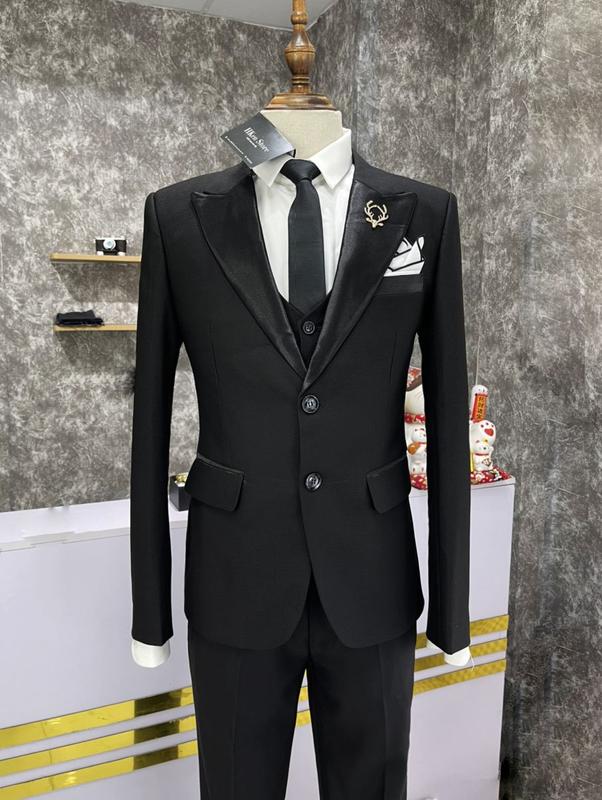 Vest nam cao cấp - Mẫu VEST đen. Suit nam đẹp. Bộ gồm 1 áo vest + 1 quần tăng chỉnh cạp. 3