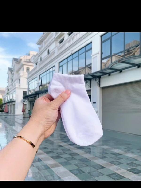 QUÀ TẶNG ĐÔI VỚ ngắn nam nữ màu trắng cổ ngắn cotton êm ái đày dặn thoáng khí 1