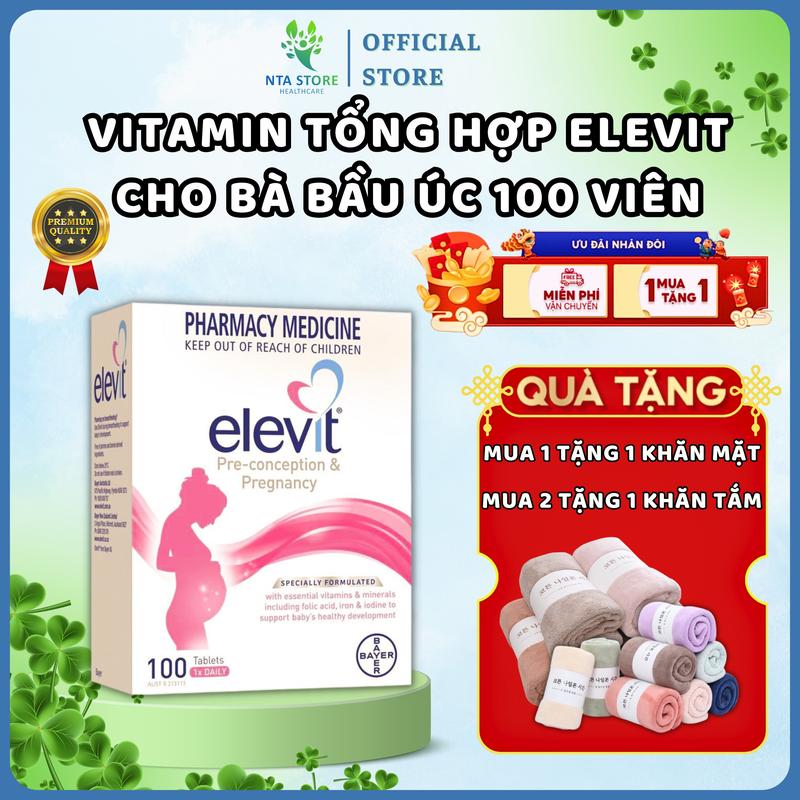 [TẶNG QUÀ] Vitamin Tổng Hợp Elevit Cho Bà Bầu Úc 100 Viên Mẫu Mới