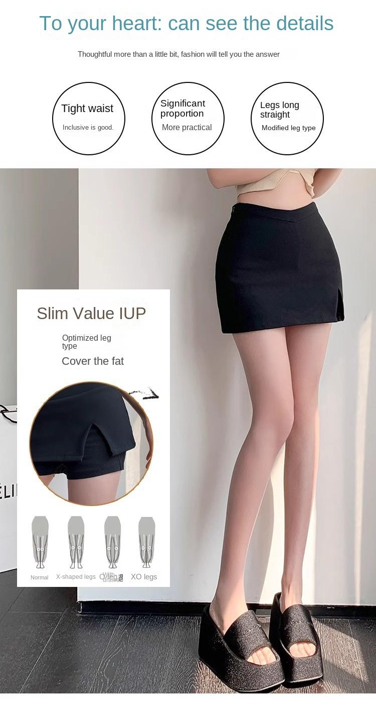 Product Introduction of Black midi skirt for women, spring new style, sexy and sexy girl, high waist, tight fitting, hip hugging skirt, pure desire style, A-line ultra short skirt 5