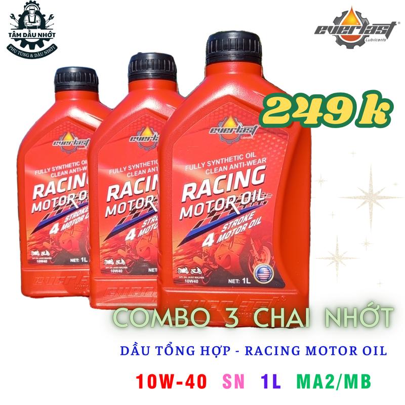 [Combo Khuyến Mãi] - Combo 3 chai nhớt Everlast 10W40 SN 1L dùng cho tất cả dòng xe máy phổ thông, chung cho xe tay ga và xe số Dầu Nhớt, Dầu