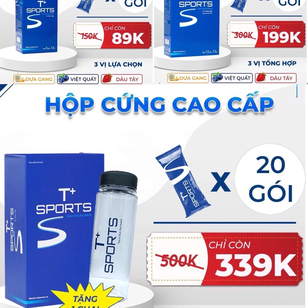 Hộp 5 gói Nước điện giải T+ Sports
