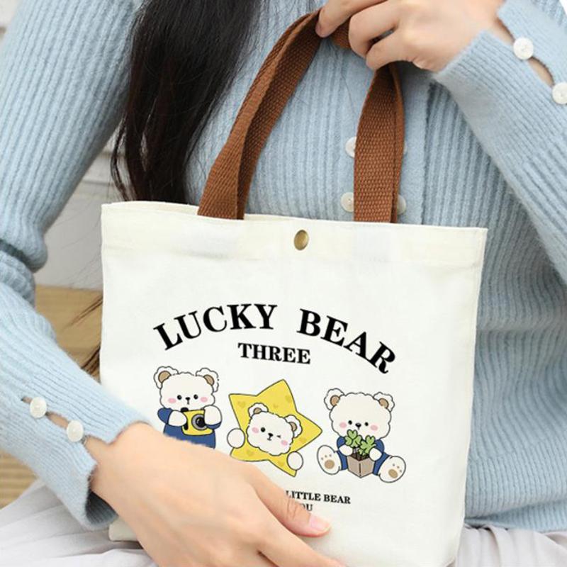 Product Introduction of Túi Xách Vải Bố In Họa Tiết Hoạt Hình, Túi Tote Ăn Trưa Nhân Viên Văn Phòng Mini, Túi Đựng Đồ 13