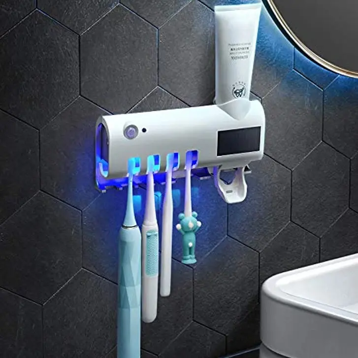 Toothbrush Sanitizer Rechargeable Solar Power UV Disinfection Wall Mounted Toothbrush Holder