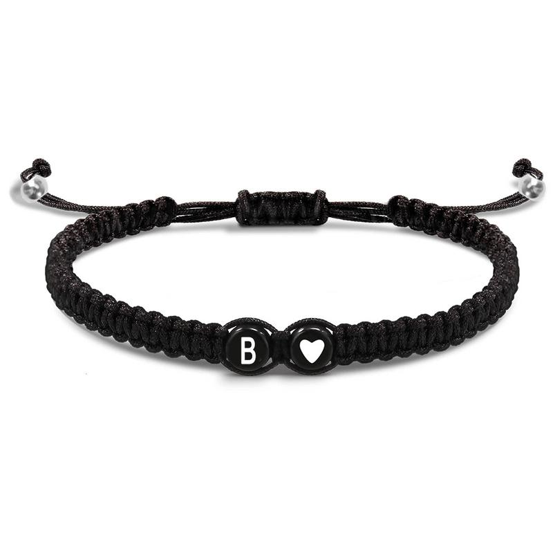 Gelang Tenun, Rekaan Hati Pic Hitam dan Putih, 26 Huruf, Mudah dan Serba guna, Gaya Ins, Sesuai untuk Pasangan Cinta, Tali Tangan, Ketibaan Baru Bracelets 4