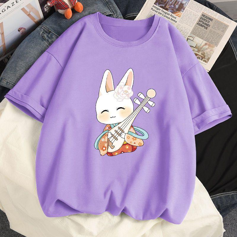 Áo Thun Dáng Rộng Ngoại Cỡ Hàng Mới Về, 100% Cotton, Thích Hợp Cho Học Sinh Nữ, ngắn Tay, Cỡ 32,50 Kg-100,00 Kg, Áo Mùa Xuân-Hè, Hợp Xu hướng, 2024 7