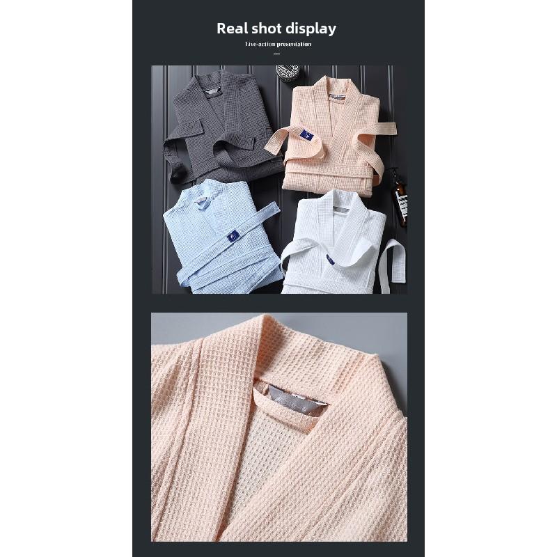 Product Introduction of Bamboo Fiber Brand Towel Waffle Pure Cotton Hotel Bathrobe Men Women Long Nightgown Men Spring Summer Autumn Winter Absorbent Quick-Dry Couple Bathrobe 2