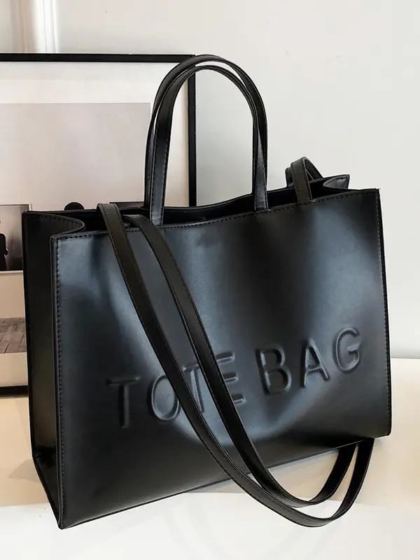 Women's Fashionable Letter Decor Tote Bag, Large Capacity Shoulder Bag for Daily Used, Casual Trendy Versatile Daily Commuting Bag, Girl Fashionable Shopping Bag 0