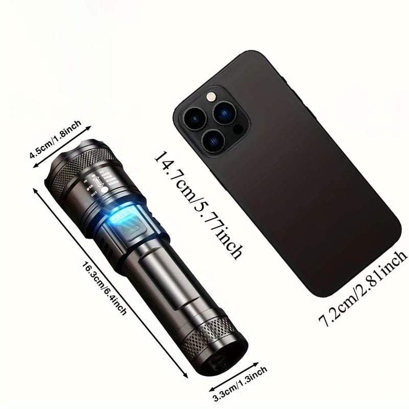 Rechargeable Flashlight, 1/2/4 Counts 12000 Lumens LED Flashlight, Adjustable High Brightness Flashlight, Portable Lighting for Camping, Outdoor Activities Long Distance 1