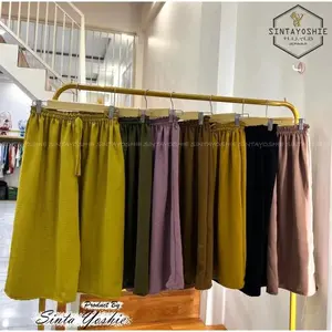 Celana Kulot Crinkle 7/8 Pinggang Karet Melar Jumbo Airflow Shorts