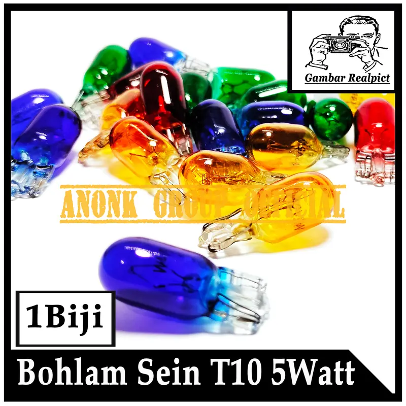 Lampu Bohlam Sein Senja T10 warna 12 Volt / Bohlam Sen Senja Spidometer 12V 5 Watt / Bohlam Colok Tancep T10 Biru 12 Volt 5 Watt 5