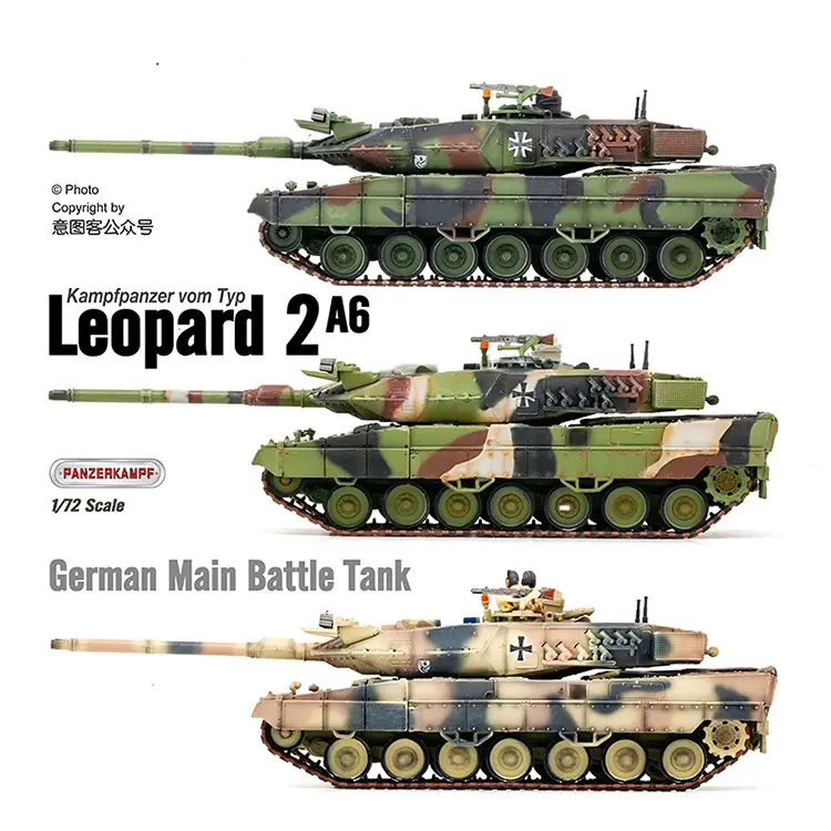 1/72  German Leopard 2A6 main battle tank  NATO three-color winter desert camouflage finished model