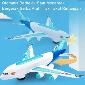 Mainan Pesawat Anak 3+ | Putaran 360° & Sistem Kemudi Otomatis, Lampu dan Musik, Edukatif (Biru) RobotZoom
