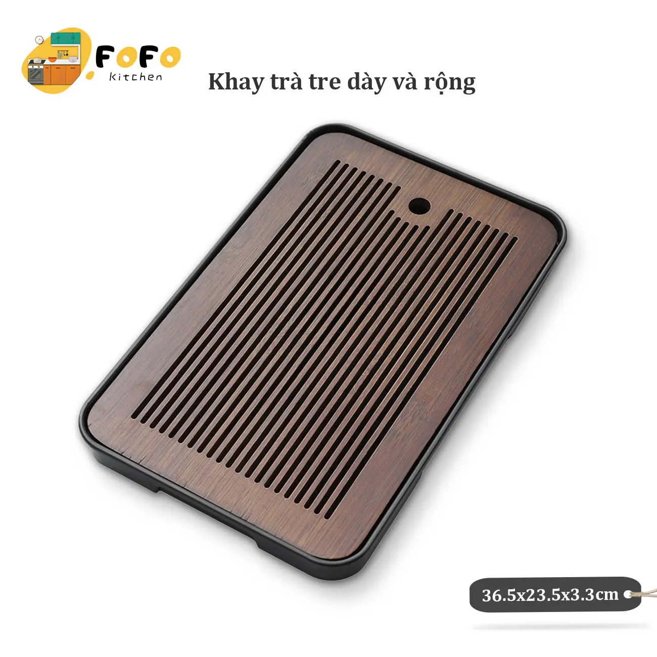 Khay trà tre cao cấp 36.5*23.5cm Khay đựng trà gỗ Khay đựng trà đạo bằng tre hun khói có khay đựng nước