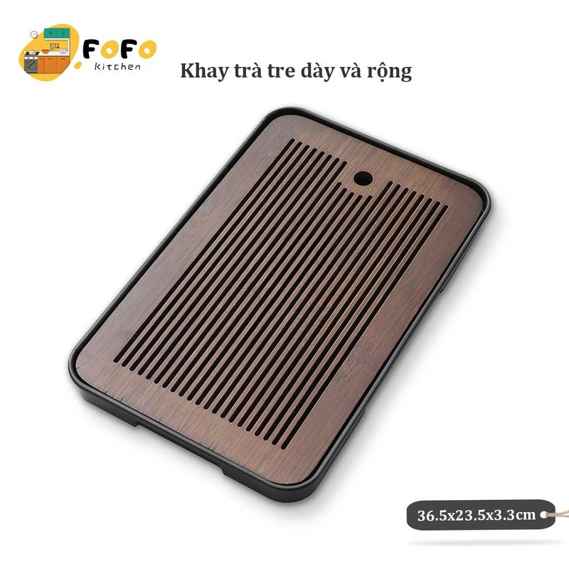  Khay trà tre cao cấp 36.5*23.5cm Khay đựng trà gỗ Khay đựng trà đạo bằng tre hun khói có khay đựng nước 
