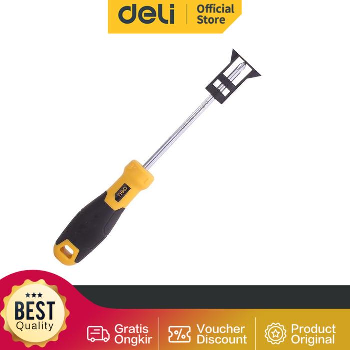 Gambar Deli Philipsss Slotted Screwdriver / Obeng Plus Minus MagnetPH2 6mm x100mm Perkakas EDL636100X - kurang (-) dari Delitools.id Kab. Tangerang Tokopedia