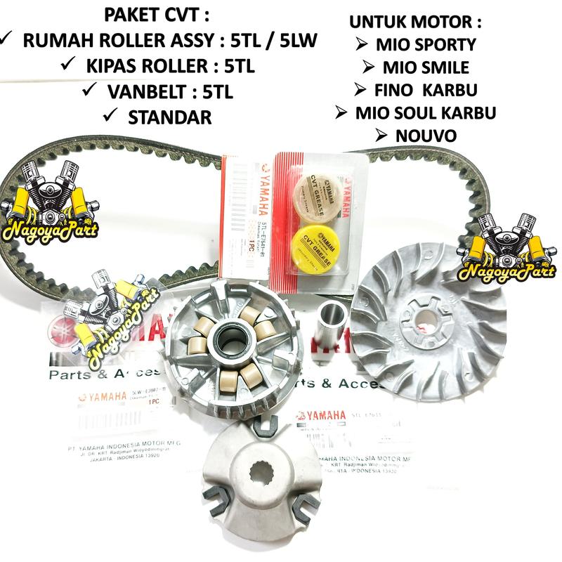 Paket Cvt Van Belt + Rumah Roller Assy Set + Kipas Roller Mio Sporty Mio Smile Mio Soul 5TL Motorcycle 3
