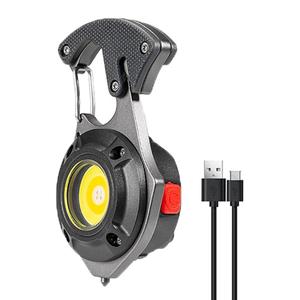 Multifunctional COB+LED Flashlight, 1 Piece Multipurpose Type-C Rechargeable Keychain Light with Magnetic Back & Multiple Light Modes, Universal Outdoor Waterproof Emergency Light with Hook