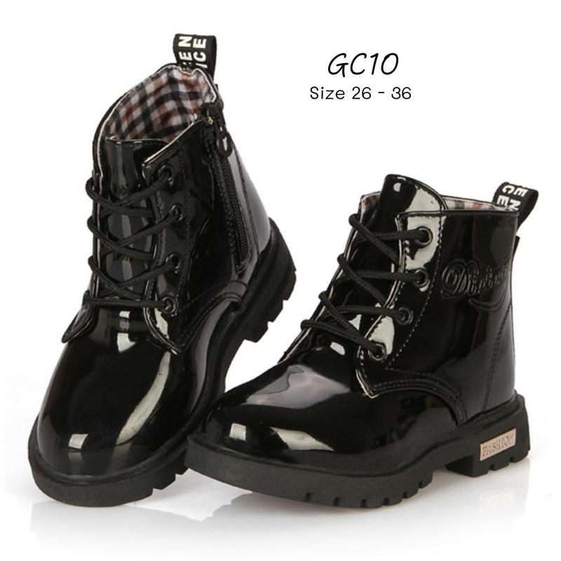 Bốt trẻ em, giày bốt cổ thấp da bóng sành điệu cho bé trai bé gái 3 - 12 tuổi phong cách Hàn Quốc GC10