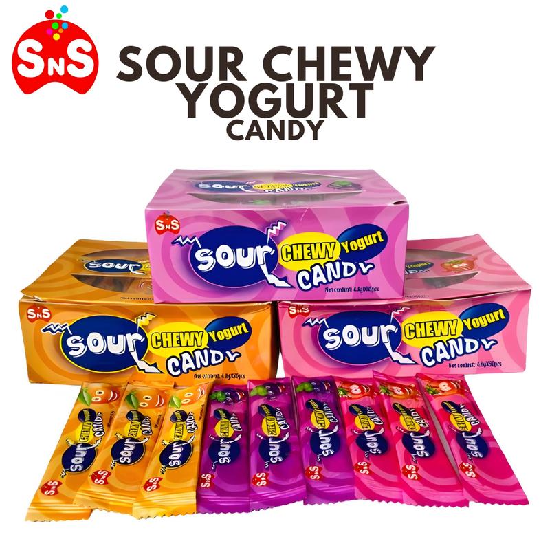 50 Pieces Sour Chewy Yogurt Candy Orange / Grape / Strawberr - TikTok ...