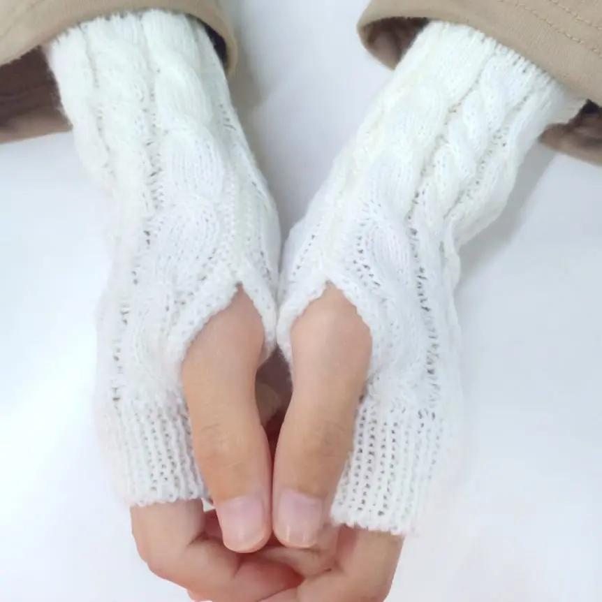 Handsock Sarung Tangan Rajut Mitten Motif Cable