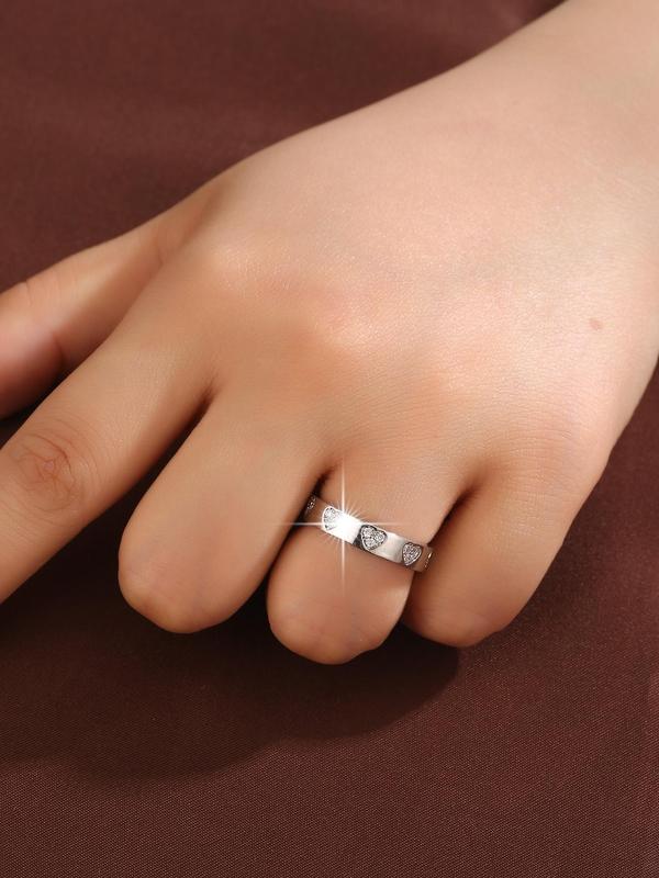 Sweet Love Design Artificial Zircon Inlaid Ring, Fashion Accessories for Women for Party, Daily Clothing Decor, Trendy All-match & Exquisite Jewelry for Birthday Gift 7