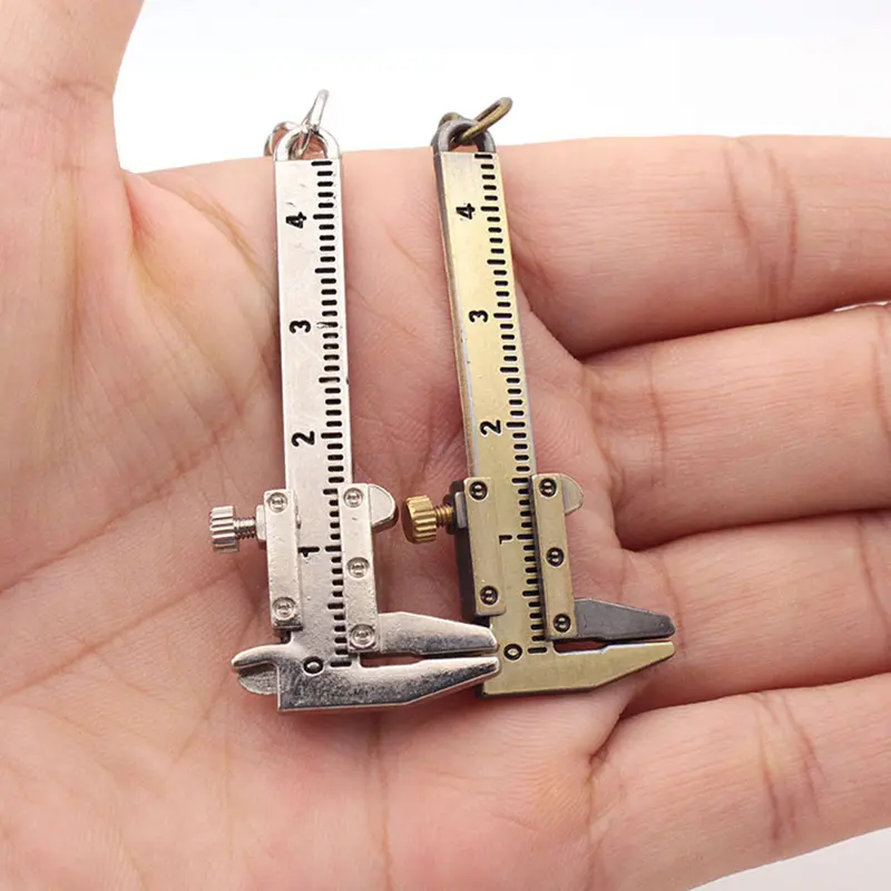 Dây chuyền chìa khóa thước kẹp Vernier, Kích thước nhỏ, Chính xác di chuyển, Có thể bỏ túi, Bao gồm móc khóa 6