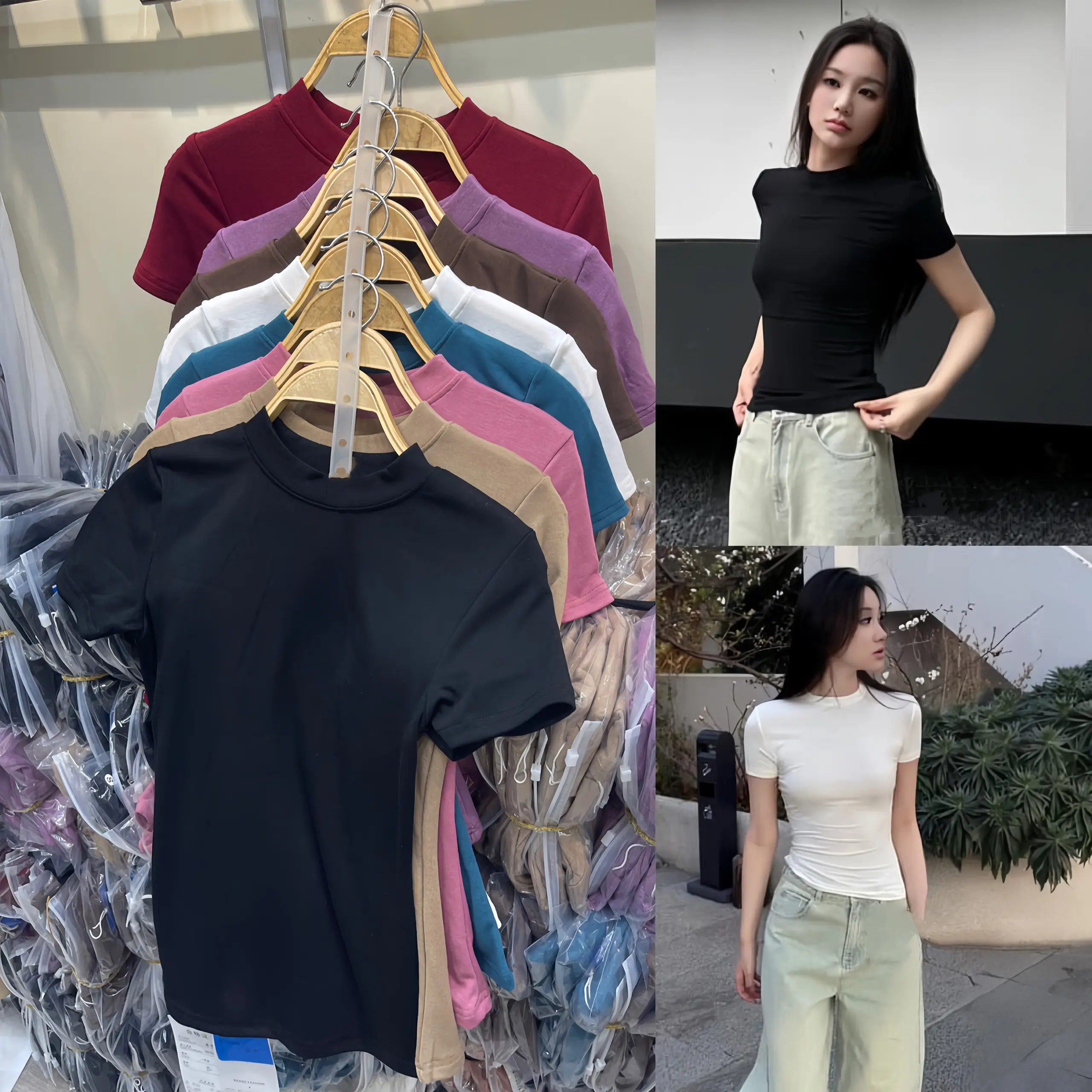 Áo cộc tay chất giấy lông thỏ - A258 Nữ Women Top Voi Nhung