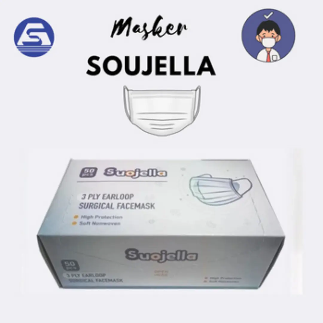 Masker Bedah 3ply- Surgical Mask 3ply- Kemenkes Soujella White