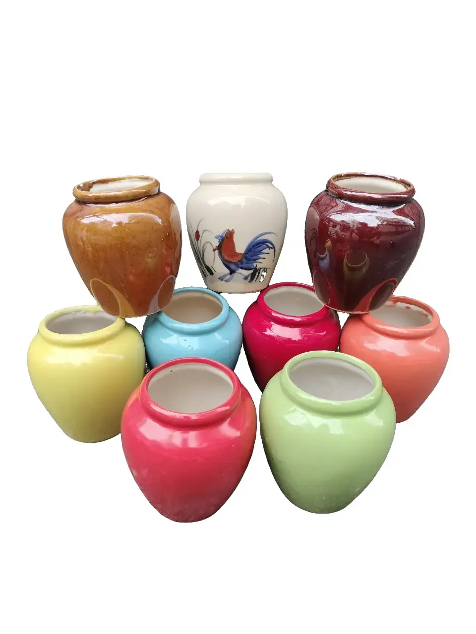 Bộ 5-10c Ly Uống Nước Đất Nung Thủ Công Phủ Men Trắng 400ml (Có 4 Mẫu) Kèm Ống Hút Thiên Nhiên - Decor Lọ Hoa Decor Phòng