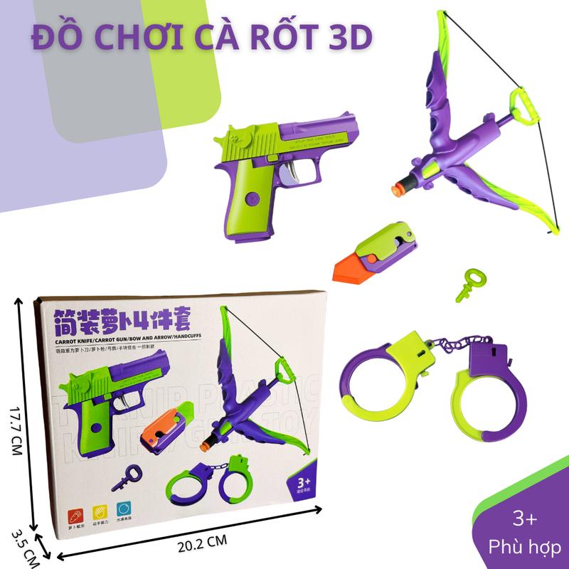  COMBO Đồ Chơi Mô Hình Cà Rốt In 3D Toy còng số 8 đồ chơi 