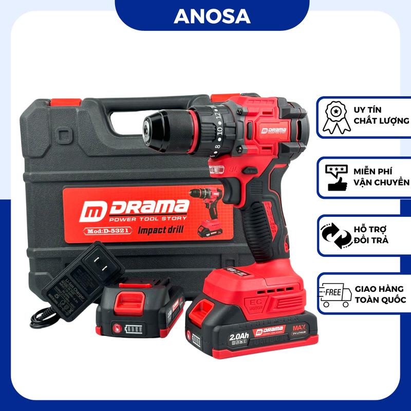 Máy khoan pin Drama D-5321, máy bắn vít 3 chức năng tặng phụ kiện 24 chi tiết