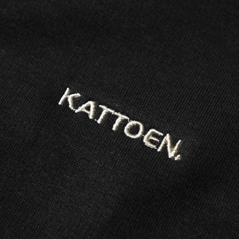 Kattoen - Crewneck Solid Black Sweater Oversized Fleece Basic 7