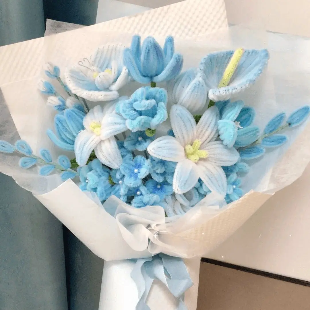 Tulip DIY Material Package Handmade Bouquet Twisted Stick Woven Valentine's Day Teacher Gift for Girlfriend