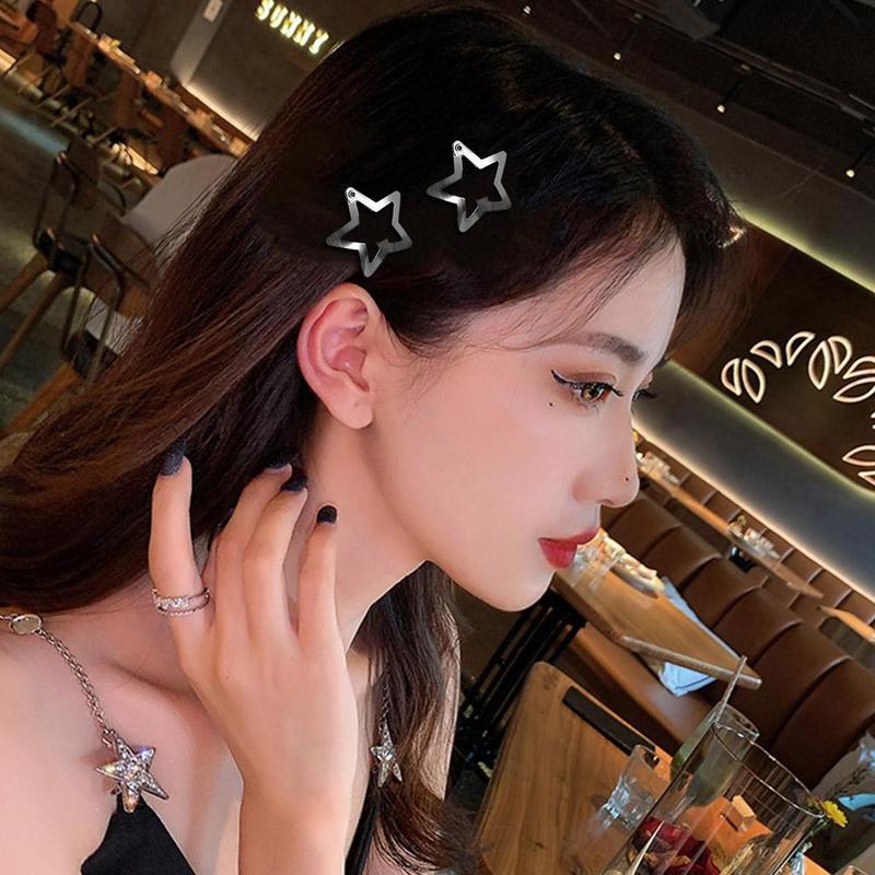 Product Introduction of Cute Elegant Hairpin No Slip Sparking Star Metal Fashion Hair Hairclips Mini Metal Snap Clip Pentagram Hairpin 30
