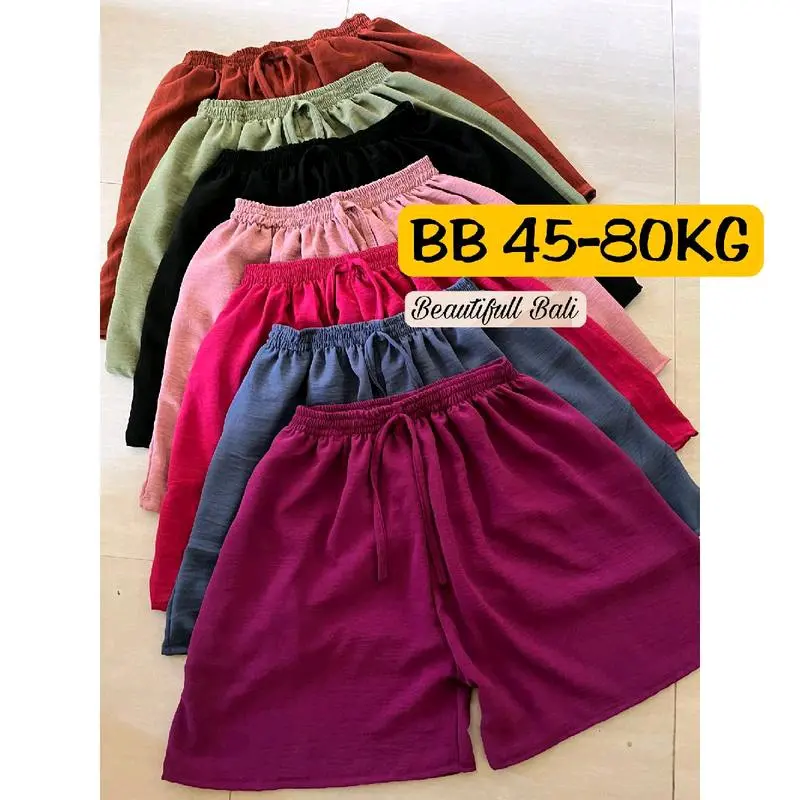 clana pendek crinkle airflow wanita Polos celana melar santai  Shorts Kulot