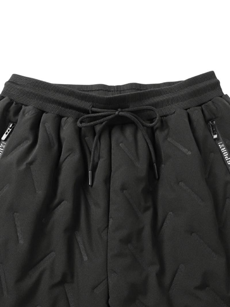 Product Introduction of Men's Pocket Zipper Drawstring Winter Pants, Casual Regular Fit Plain Thermal Lined Trousers, Pants for Men, Men's Clothing Combat Trousers Men 9