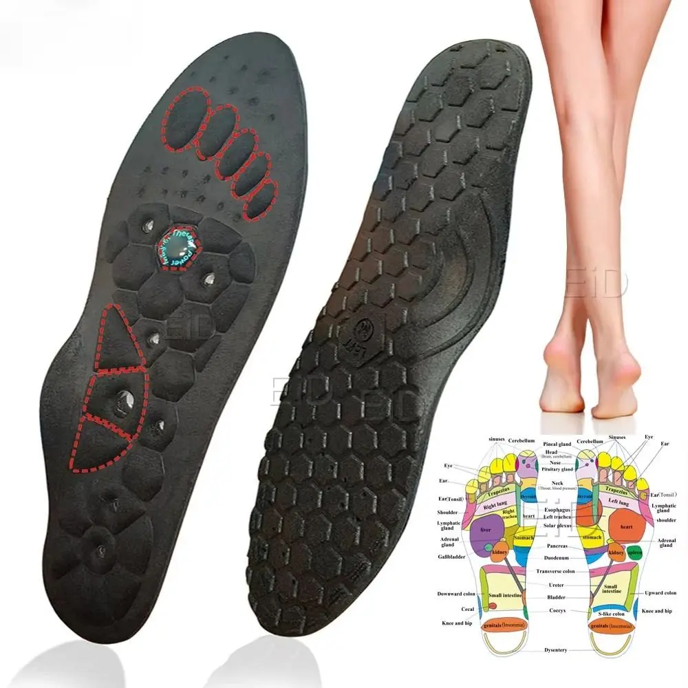 1Pair Creative EVA Orthopedic Insoles Breathable Pain Relief Reflexology Insoles Shock Absorbing Blood Circulation Magnetic Therapy Insoles Unisex