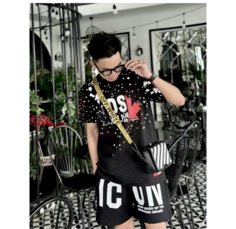 Bộ Cộc Tay DSQ 2Icon Vẩy Sơn ,Quần D2 Hottrend Chất Liệu Cooton Cao Cấp Mềm MỊn Thoáng Mát 1
