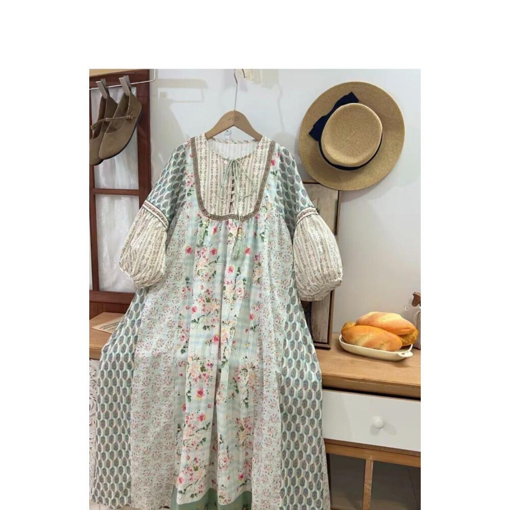 [ready stock]CHICMORE gaun wanita gaya istana motif bunga vintage berlengan balon tiga perempat untuk wanita muda